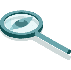 illustration isométrique d'une loupe et d'un oeil qui évoque une lisibilté globale