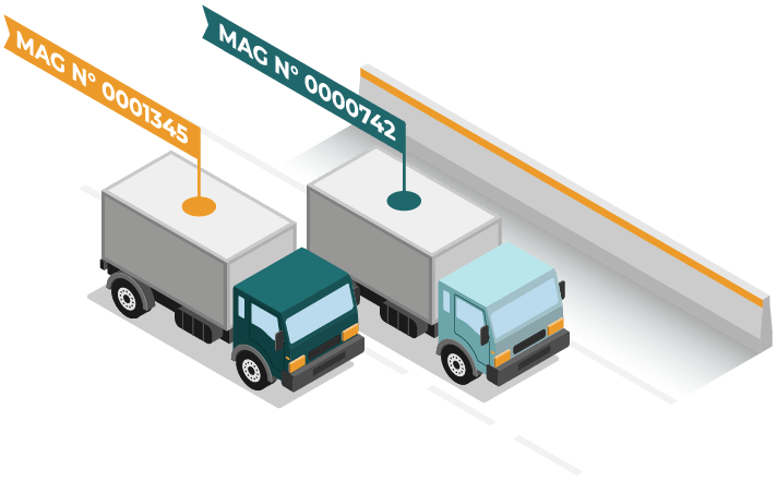 illustration isometrique de deux camions de livraisons sur l'autoroute